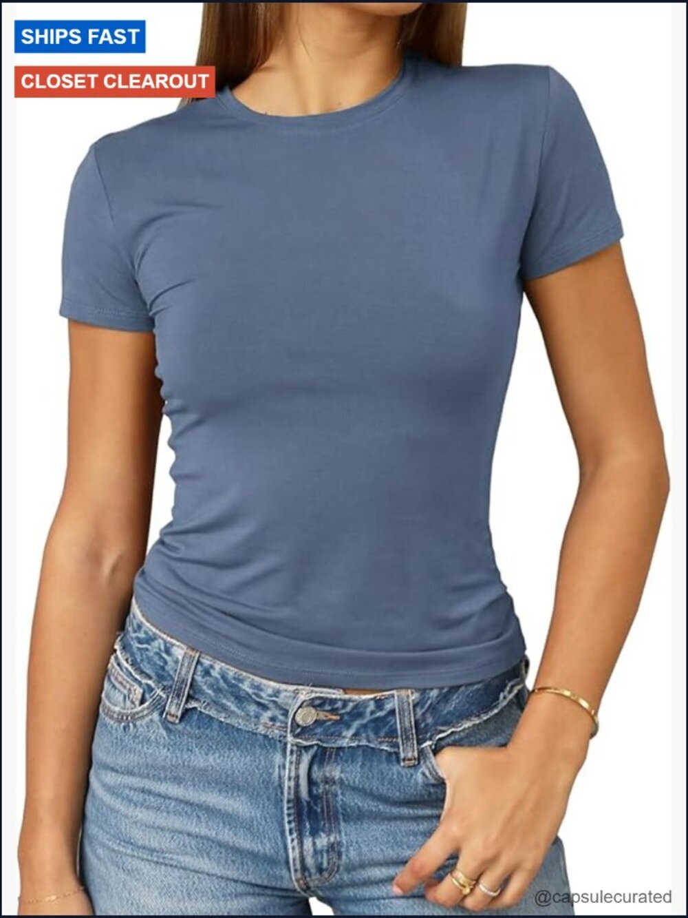 Slim Fit Crop T Shirt | Short Sleeve Crew Neck Going Out Tee